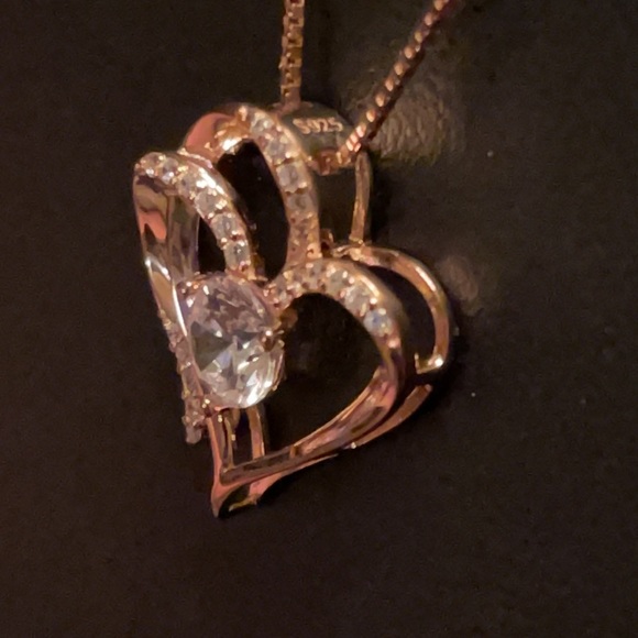 14K Rose Gold Plated Sterling Zirconia Heart Necklace NWOT 😍 PERFECT GIFT - Picture 12 of 16